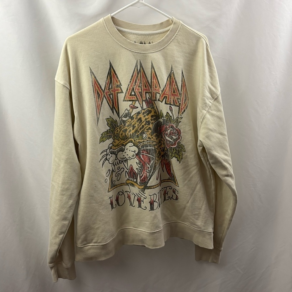 Def Leppard Fleece Crewneck Pullover Sweatshirt Retro M/L